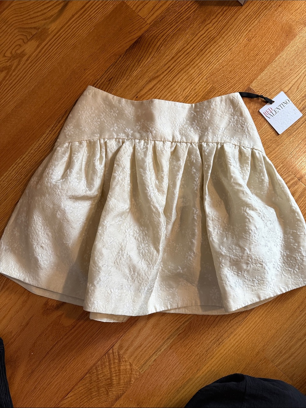 RED Valentino Cream Floral Jacquard Flared Mini Skirt